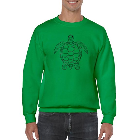 Lineart Sea Turtle Swimming Sweatshirt Men -Image by Shutterstock, Male Large