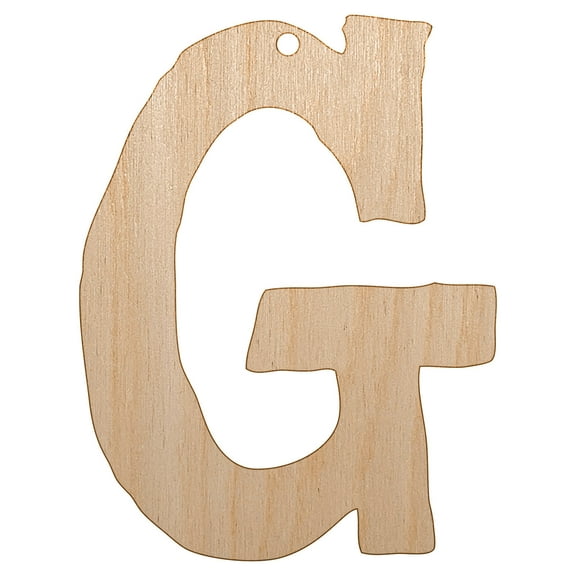 Letter G Uppercase Cute Typewriter Font Wood Holiday Christmas Tree Ornament Unfinished DIY Pre-Drilled Craft