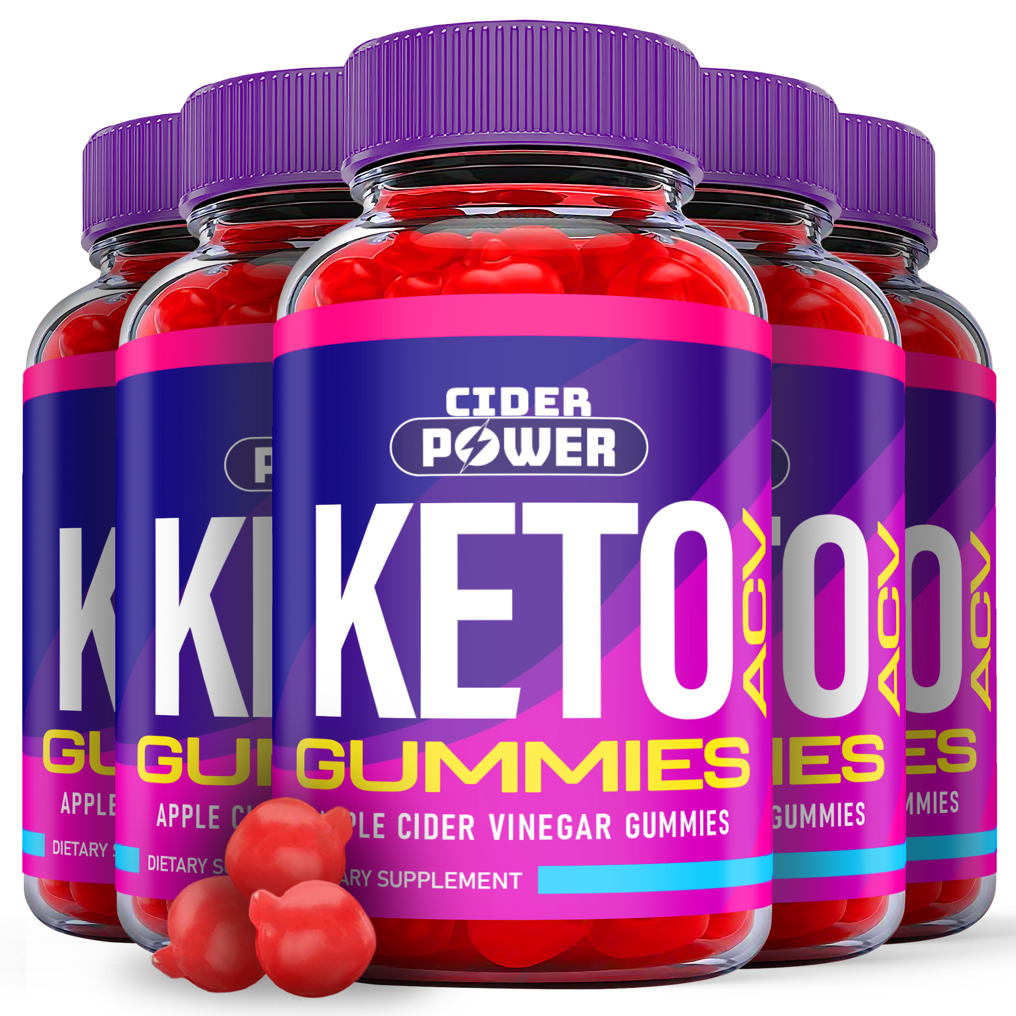 (5 Pack) Cider Power Keto ACV Gummies - Supplement for Weight Loss - Energy & Focus Boosting Dietary Supplements for Weight Management & Metabolism - Fat Burn - 300 Gummies