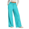 thumbnail image 4 of Baggy Sweatpants Women Wide Leg High Waisted Yoga Pants Drawstring Fall Outfits Fashion Teen Girl Athletic Yoga Joggers,Mint Green 2XL, 4 of 7
