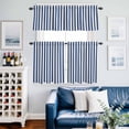 thumbnail image 2 of Blue and White Stripe Kitchen Curtains Valances and Tiers Set of 3 Modern Abstract Minimalist Geometric Blue Vertical Linens Tier Curtains and Valance with Rod Pocket for Small Windows, 27.5"x36", 2 of 9