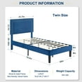 thumbnail image 3 of VECELO Set of 2 Twin Bed Frames, Modern Upholstered Platform Bed Frame with Button Tufted Adjustable Headboard, No Box Spring Needed, Dark Blue, 3 of 11