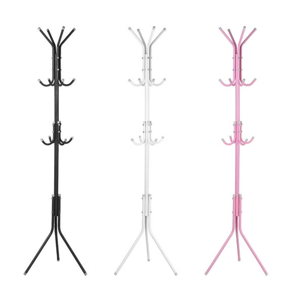 WALFRONT Metal Hall Tree Floor Free Standing Coat Hat Rack Stand Multi-Hooks Clothes Hat Tree Clothes Hanger Organizer for Home Bedroom, Coat Hat Tree