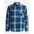 thumbnail image 5 of No Boundaries Plaid Flannel Shirt with Long Sleeves, Women's XXS-XXL, 5 of 5