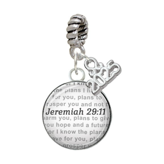 Delight Jewelry Silver-tone Domed Jeremiah 29:11 - Silver-tone Rope Charm Bead Dangle with Mini 2025