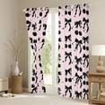 thumbnail image 3 of Feelyou Black Pink Bow Curtains Pack of 2 (42x84 Each), Cartoon Curtains Blackout, 3 of 6