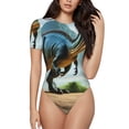 thumbnail image 1 of Fotbe Lake Forest Dinosaur A Body de Mujer con Cuello Redondo y Mangas Cortas, Sin Mangas Ajustado, Suave, Cómodo y Básico-Large, 1 of 7