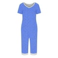 thumbnail image 6 of Juslio Ladies Pajamas with Pockets Homewear Print V-Neck Tops and Capris Fashion 2 Piece Matching Pajamas Sets M, 6 of 9