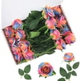 thumbnail image 2 of 16PCS Artificial Roses with Box Silk Flowers Fake Roses Real Touch Bouquet Long Stem for Home Wedding Party Garden Decoration（Rainbow2）, 2 of 5