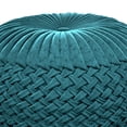thumbnail image 4 of Simpli Home Grafton 20 inch Wide Transitional Round Pouf in Teal Velvet, 4 of 5