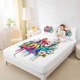 thumbnail image 3 of Manfei Dripping Butterfly Rainbow King Sheets, Graffiti Painting Bedding, White Purple, 4-Piece, 1 Flat Sheet, 1 Fitted Sheet and 2 Pillowcases, 3 of 6