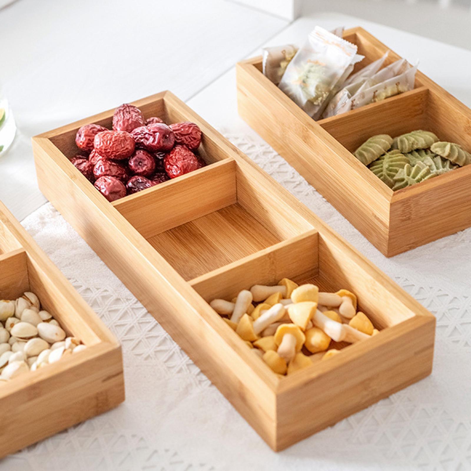 Wooden Snack Serving Tray Divided Condiment Appetizer, Lightweight Compartment  Tray for Parties Food Sectional Trays And Platters 22.5x12CM