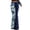 Blue, variant on Halloween Pants Women Lightweight Elastic Waist Casual Printed Flared Leggings Bell Bottoms Trousers