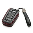 thumbnail image 2 of Vitodeco Genuine Leather Smart Key Fob Case Compatible with Land Cruiser, 4Runner, Highlander, RAV4, Camry, Grand Highlander, Sequoia 2019-2025 (4-Button, Black/Red), 2 of 6