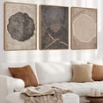 thumbnail image 4 of Neutral Brown Tree Rings Canvas Wall Art Modern Beige Tan Wood Stump Framed Wall Decor Vintage Abstract Tree Spiral Art Print Nature Black Artwork Set of 3 for Living Room Bedroom Office 16"x24", 4 of 10