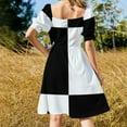 thumbnail image 3 of Black & white square pattern Sleeveless Dress dress summer 2024 women Long dress women dresses, 3 of 6