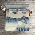 thumbnail image 2 of Ambesonne Black White Quilted Coverlet 3 Pcs, Snowy Winter View, King Size, Blue Grey White, 2 of 2