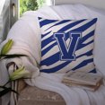 thumbnail image 3 of Letter V Initial Tiger Stripe Blue and White Fabric Decorative Pillow, 3 of 4
