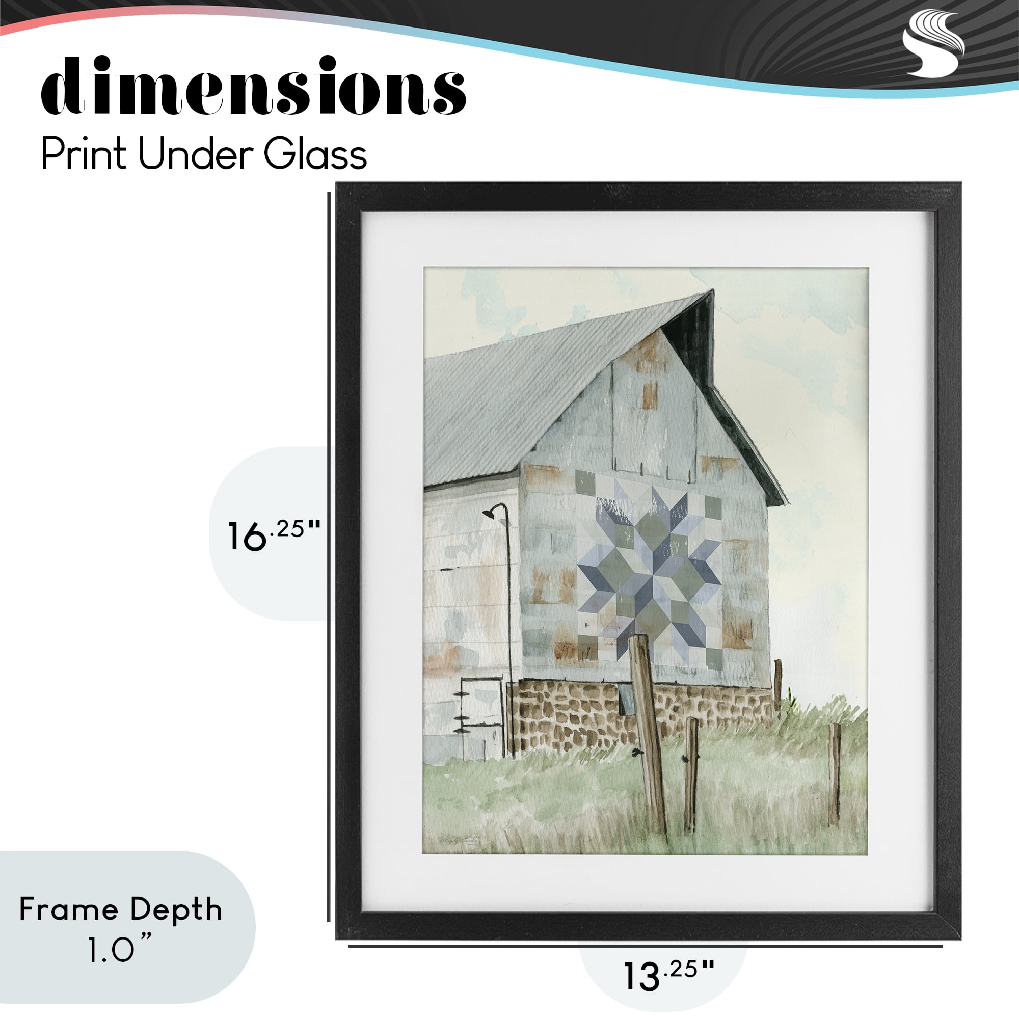 Stupell Industries Pickel's Barn Quilt Black Framed Print Under Glass, design by Cindy Jacobs
