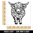 thumbnail image 2 of Shaggy Highland Cow Eating Grass Self-Inking Rubber Stamp Ink Stamper - Blue Ink - Large 1-1/2 Inch, 2 of 7