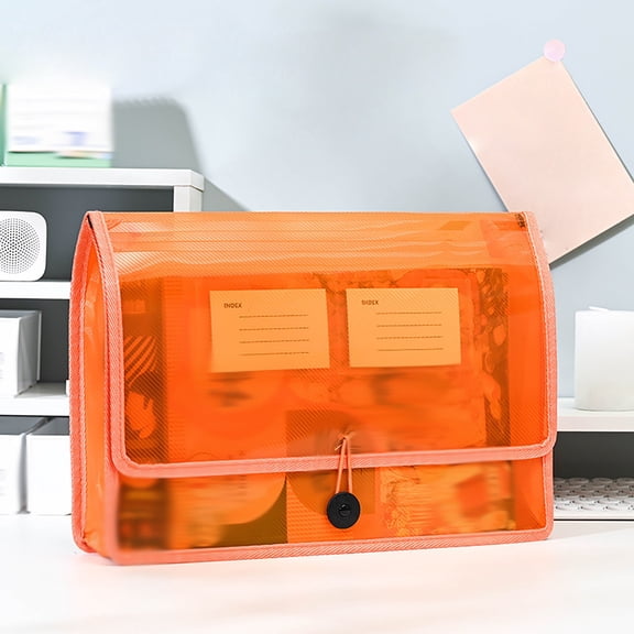 A4 Waterproof Expanding File Folder, Plastic Document Organizer with Snap Closure and Label Pocket, Orange, 1 Pack