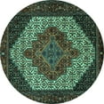 thumbnail image 1 of Ahgly Company Indoor Round Persian Turquoise Blue Traditional Area Rugs, 6' Round, 1 of 4