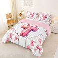 thumbnail image 2 of Erosebridal Personalized Initial T Queen Comforter Set 3pcs for Girls Kids,Teens Cute Ribbon Bow Tie Bedding Comforter Set,Pink Reversible,Ultra Soft Home Decor, 2 of 6