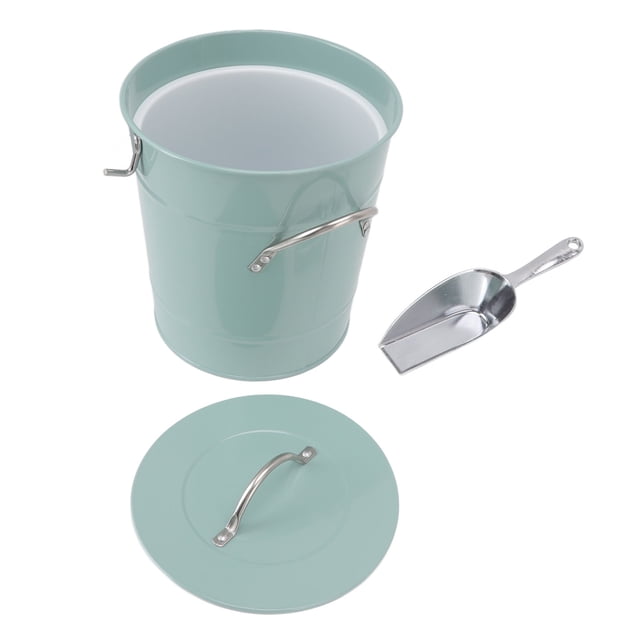 Cubo De Hielo De Barra Redonda, Cubo De Hielo Compacto De Hoja Galvanizada, Diseño De Multiusos, Caja Fuerte Azul Para Vino Para Fiesta