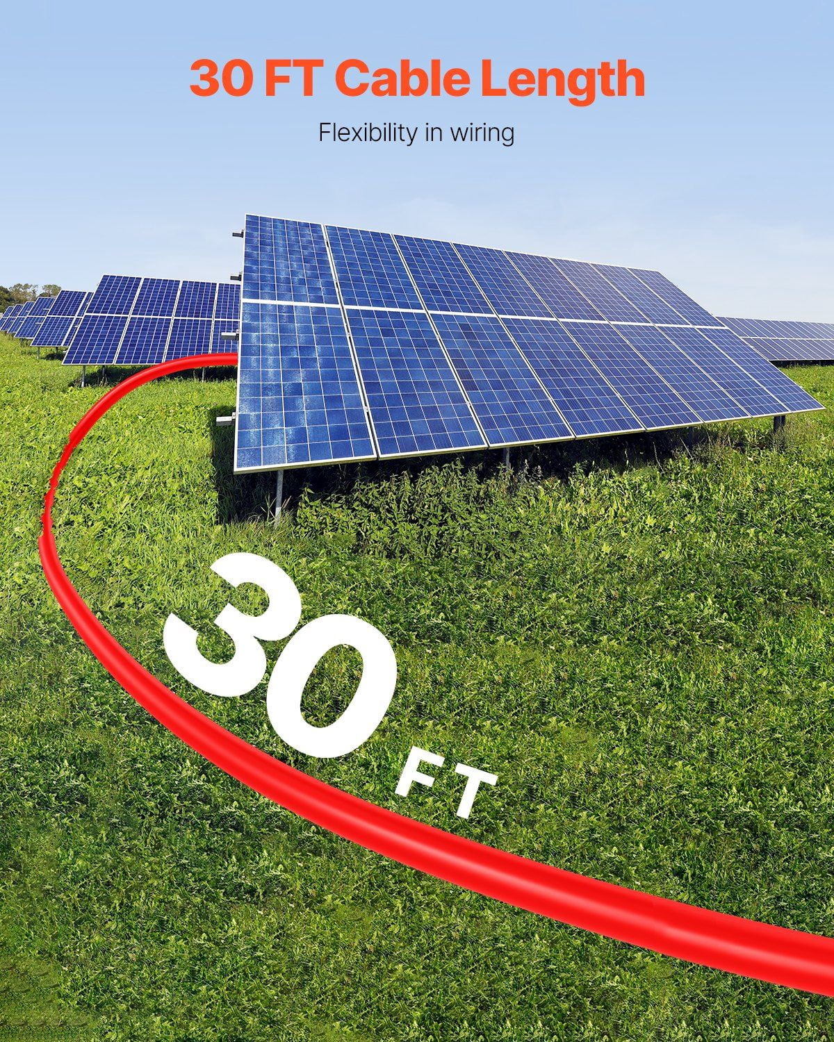 CAFORKP 30FT 10AWG Solar Panel Cable Set with MC4 Connectors, 6mm² Red & Black PV Wire RV