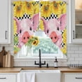 thumbnail image 3 of Swag Valance Curtains for Windows, Farmhouse Sunflowers Light Filtering Kitchen Curtains with Rod Pocket, Country Watercolor Pig Black Plaid Window Treatment Valances for Living Room, 28x36 - 2 PCS, 3 of 9