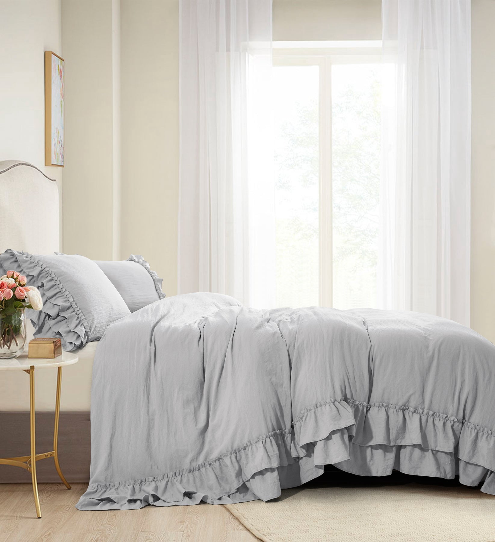 HIG 3 Piece Vintage Duvet Cover Set, Ultra Soft Prewashed Microfiber