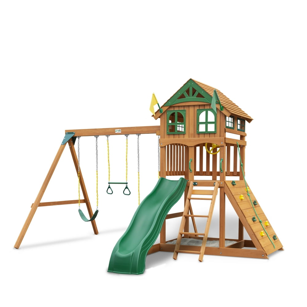 Gorilla Playsets Avalon 011078 Wood Swing Set with Wood Roof, Rock