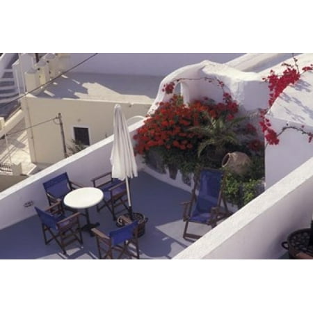 Patio of Hotel Between Fira and Imerovigli Greece Canvas Art - Connie Ricca  DanitaDelimont (35 x (Best Small Hotels In Greece)