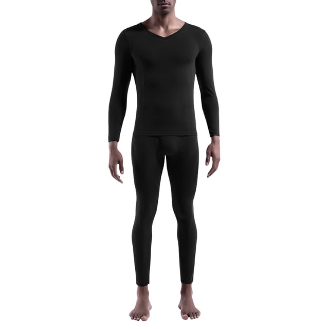 Men's Thermal Underwear Set Winter Base Layer Slim Fit V Neck Sweater Long Sleeve Comfortable Warm Shirt