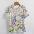 thumbnail image 3 of Floral Colorful Flower Women's T-Shirt Short Sleeve T Shirts Tops Tee Ladies Loose T, 3 of 6