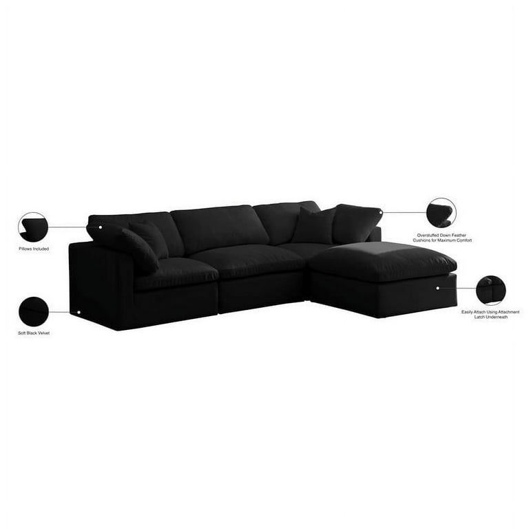 Meridian Furniture Plush Velvet Standard Cloud Modular Down Filled Overstuffed Ottoman Meridian Furniture Plush Velvet Standard Cloud Modular Down Filled Overstuffed Ottoman