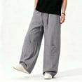 thumbnail image 3 of XuJwPNcy Linen Pants Men Lightweight Classic Elastic Waist Trousers Breathable Beach Pants Loose Casual Clothes for Men(Gray,Large), 3 of 6