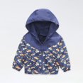 thumbnail image 1 of Chaqueta cortavientos con capucha y estampado de dinosaurio arcoíris a la moda para niños pequeños y niñas, 1 of 8