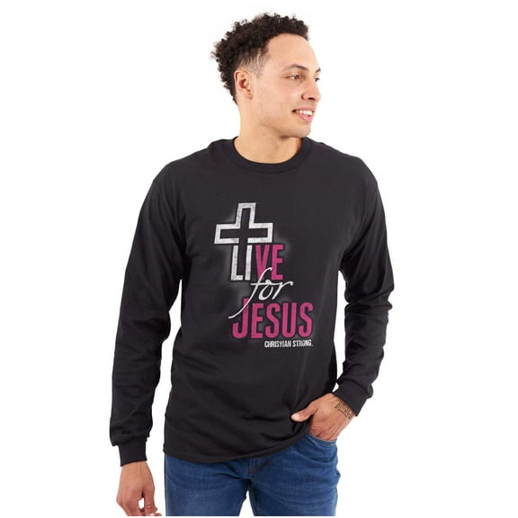 Live for Jesus Religious Faith Plus Size Long Sleeve Graphic Tee Shirt Brisco Brands 3X