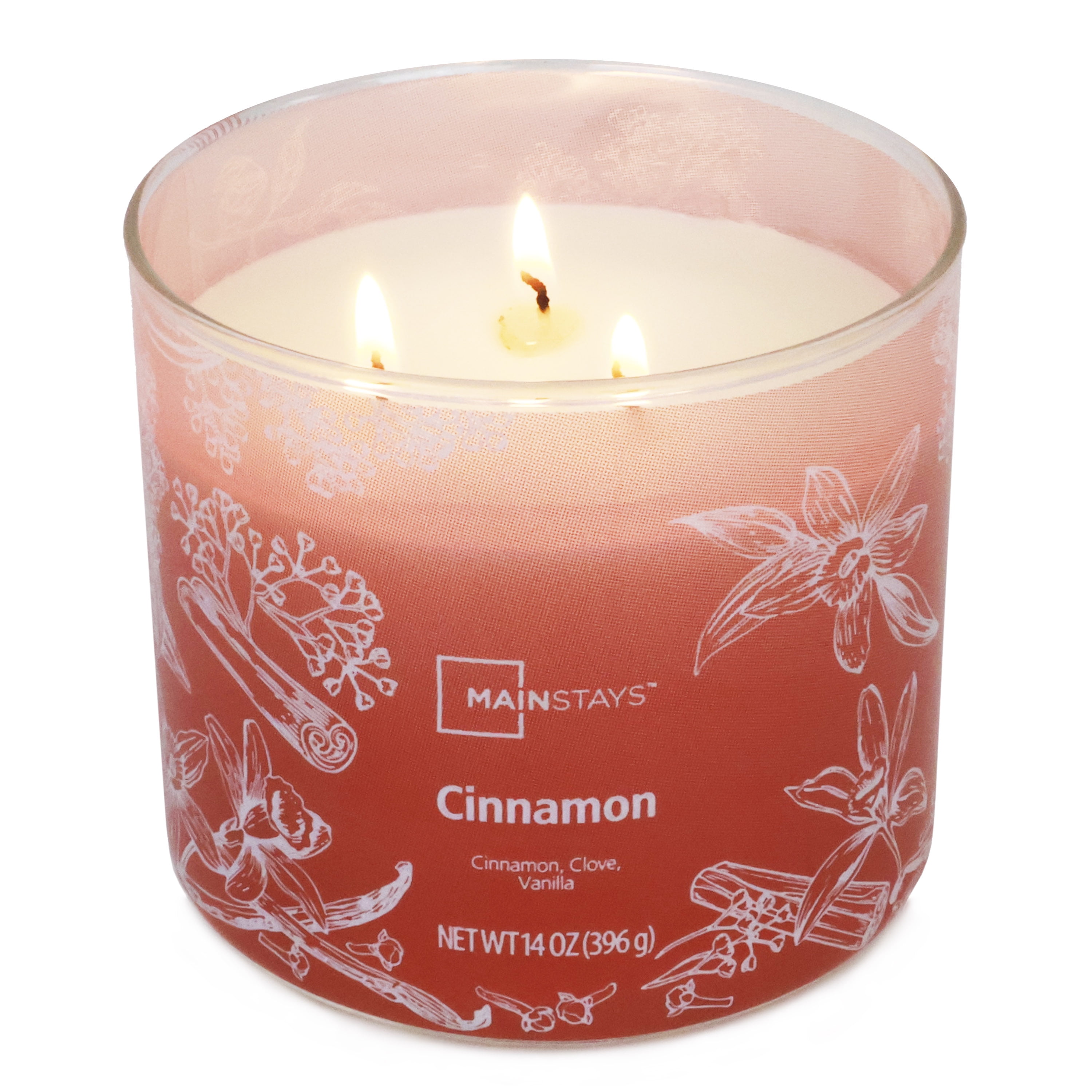 Mainstays 3 Wick Ombre wrap candle Cinnamon Fragrance, 14 Ounce