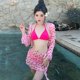 thumbnail image 5 of Conjunto de Bikini pequeño con realce para mujer, traje de baño pequeño con Tanga, Color contrastante, estilo brasileño, 2024, 5 of 5