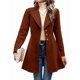 thumbnail image 2 of Abrigo de Invierno de Mezcla de Lana Color Camel para Mujer, Hasta la Rodilla, con Solapa y Muesca, Chaqueta de Abrigo con Botonadura Única Color Café L, 2 of 9