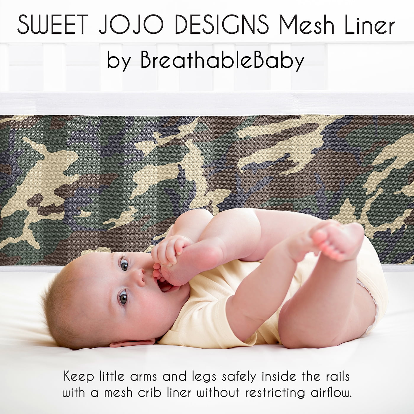 Sweet Jojo Designs + BreathableBaby Woodland Camo Boy Breathable Mesh Crib Liner