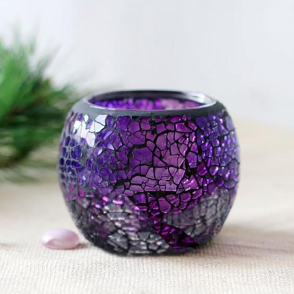 Violet Glass Moroccan Style Hanging Tea Light Candle Holder Garden Party 