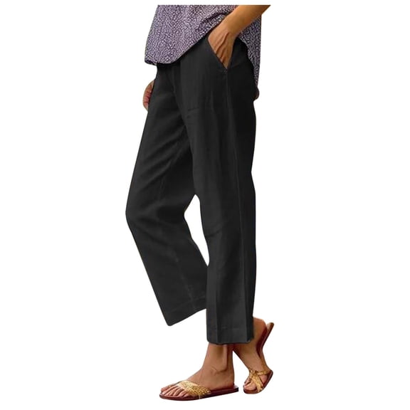 Lixiuxyad Cargo Pants for Women Women Fashion Casual Elastic Waist Solid Color Pant With Pocket Loose Straight Pants Black