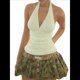 thumbnail image 2 of Camisola Corta Estilo Halter Y2K Sin Mangas con Cuello en V Profundo para Mujer, Ropa de Verano Verde M, 2 of 10