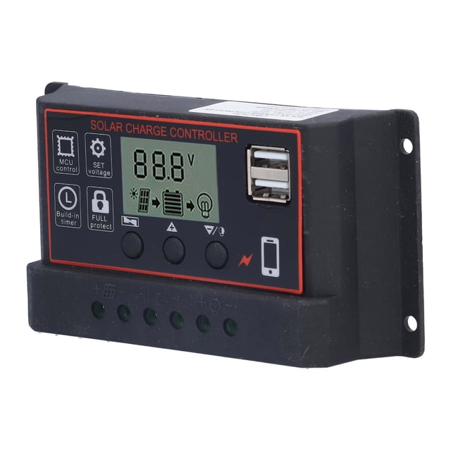 Regulador De Carga Fotovoltaica, Controlador De Carga Solar Baja Interferencia 10A Pantalla LCD PWM De 3 Etapas Para Sistema De Energía