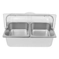 thumbnail image 2 of Stainless Steel Countertop Food Serving Display Container Condiment Dispenser Display Rack with Lid 2 Pcs Clamps 2 Pcs Spoons 3 Pcs Water Bags for Salad Buffet Restaurant(2 Compartments), 2 of 19