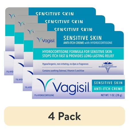 (4 pack) Vagisil Anti-Itch Vaginal Cream, Maximum Strength, Sensitive Skin, 1 oz.