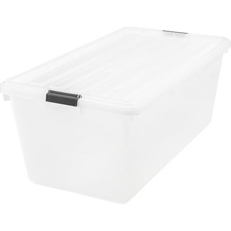 Iris Storage Box w/Lid, 91 Qt, 17-1/4"x31-1/2"x13", 4/CT, Clear - IRS100201